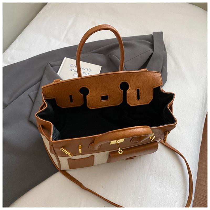 Fashion contrasting color large-capacity bag New commuter versatile messenger bag High-end women's portable platinum bag