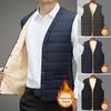 Herr Termoväst V-ringad Ärmlös Sammetfoder Bomullsväst med Fickor Enfärgad Enkelknäppt Vindtät Varm Underställsväst Jacka