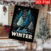 2D Flat, 2D Flat Christmas Blue and White Winter Forest Garden Flag_3-28x40 Inch Outdoor Garden Flag Double-sided Home Decoration Courtyard Decoration