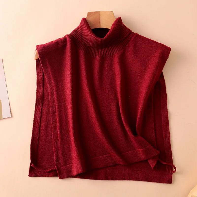 Women Wool Detachable Collar Fake Neck Mock Hooded Solid Color False Sweater Ladies Turtleneck Neckwear Clothing Accessories