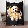 Labrador-Bouquet-Print-Decke Warm Weich Flauschig für Kinder und Erwachsene Sofa Bett Überwurfdecke für Zuhause Reisen Camping Luxuriöse Geschenke