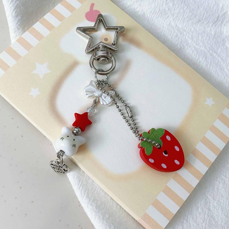 

Милый Y2K Милый Клубничный Шнурок для Мобильного Телефона Прелестный Кролик Четырехлистный Клевер Звезда Брелок Шармы для Сумки Девушки Свежий Милый Подвеска