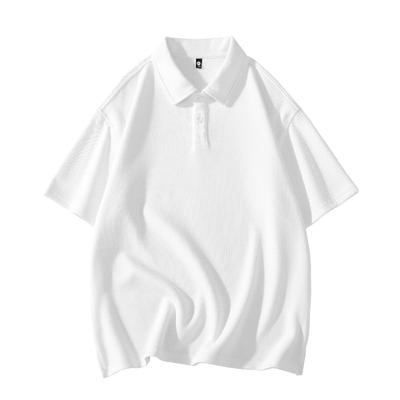 Homens e mulheres verão solto cor sólida casal estilo Hong Kong dupla pérola algodão manga curta camiseta gola polo camisa