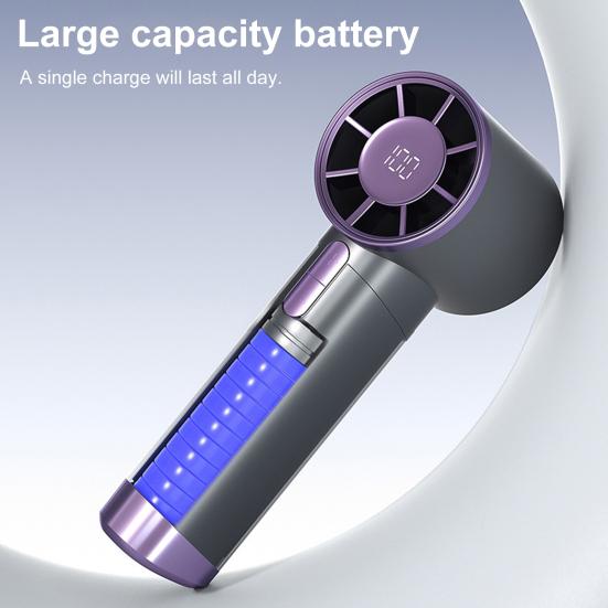 Ręczny wentylator z silnikiem bezszczotkowym 120 prędkości wiatru Silny przepływ powietrza Wyświetlacz cyfrowy Niski poziom hałasu Akumulatorowy osobisty wentylator chłodzący