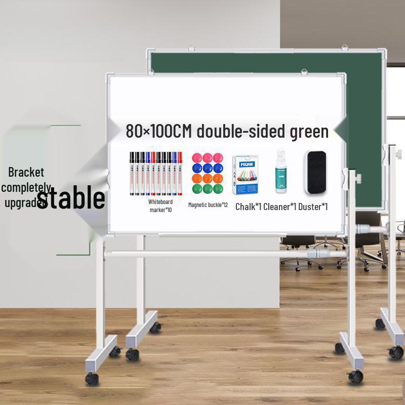 Double-Sided Movable Whiteboard & Blackout Board Easel Stand for Home & Office Teaching