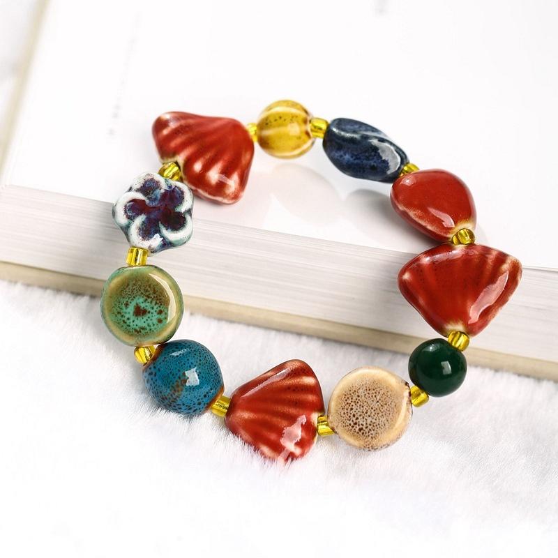Ceramic Bracelet Jewelry Fashion Flower Glaze Bead Bracelet Multicolor Casual Bohemian Bracelet