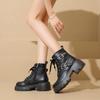 Fashion Fashion Metal Belt Buckle Decoration Western Boots Women 2025 Autumn Sexy High Heel Side Zip Ankle Boots Punk Thick Bottom Shoes
