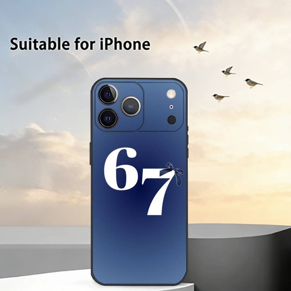 

Шесть S-Семь 67 Чехол для телефона Для iPhone 17, 16, 15, 14, 13, 12, 11 Plus, Pro Max, Другие Мягкий Черный Чехол iPhone17