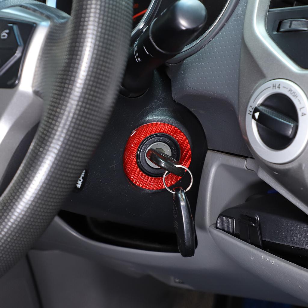 Red Carbon Fiber Interior Ignition Key Ring Trim For Toyota Tacoma 2011-15