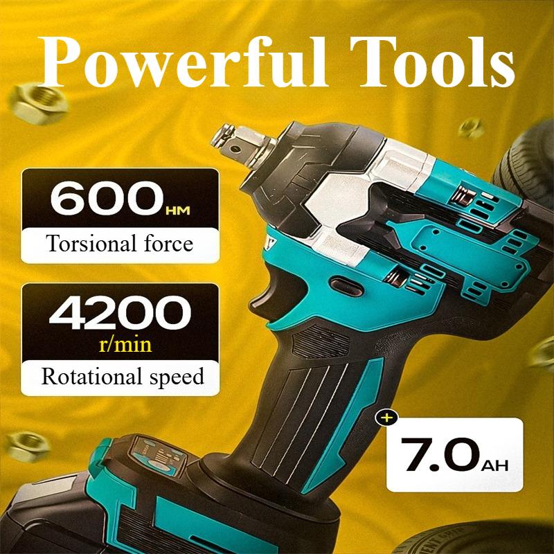 600NM 21V Cordless Electric Impact Wrench, Multifunctional Tool with 2 Rechargeable Batteries,socket Wrench and Screwdriver Bit