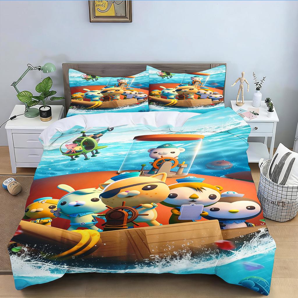 Octonauts Bedding Set Simba Anime and Cartoon 3D Children'S Duvet Cover Set King Size Bedroom Comforte Cute Printed