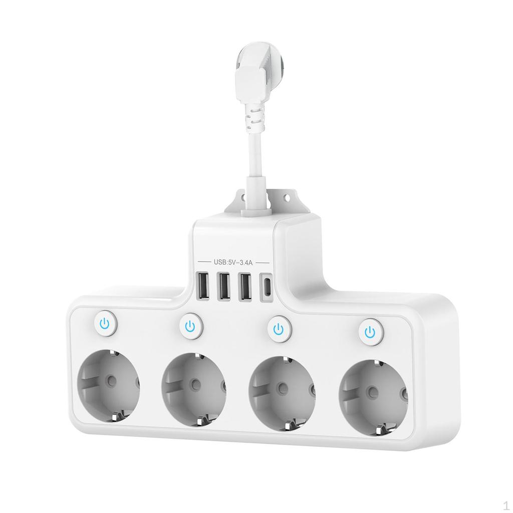 EU Plug Outlet Power Strip Wall Socket Expansion for Office Travel Home Black