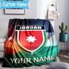 Custom Name Jordanian football Blanket Flannel Blanket for Camping, Hiking, Garden Parties, Picnic Essentials,gift for family and friend