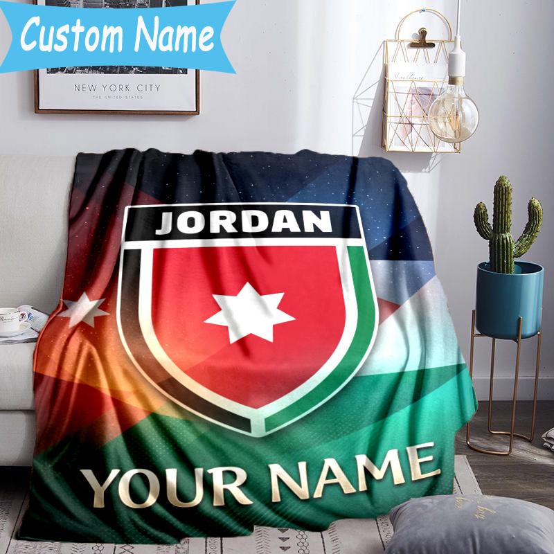 Custom Name Jordanian football Blanket Flannel Blanket for Camping, Hiking, Garden Parties, Picnic Essentials,gift for family and friend