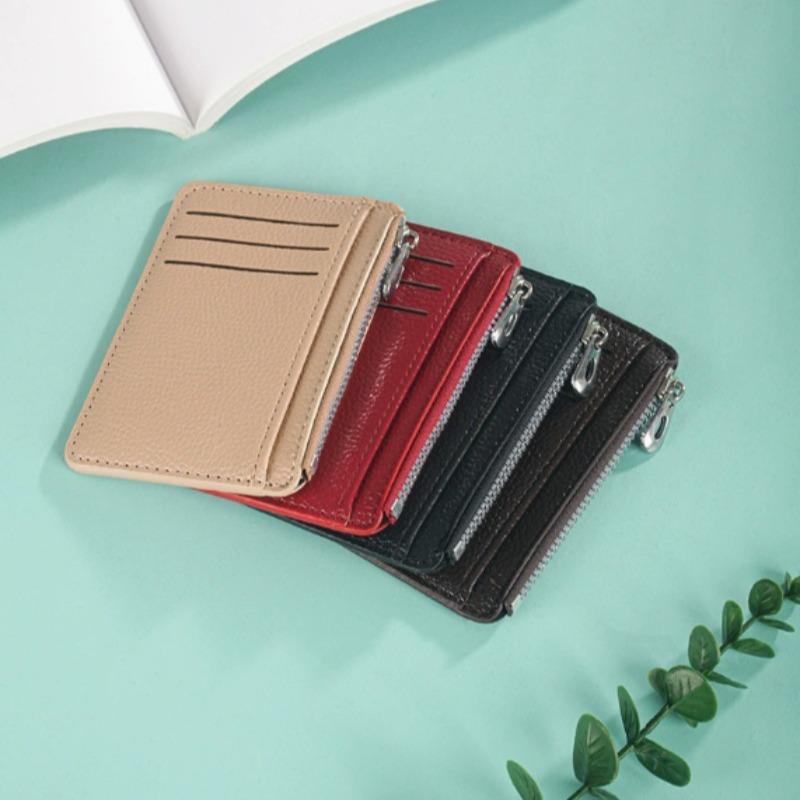 New Ultra-thin Zipper Wallet PU Leather Mini Credit Card Wallet Bank Credit Card Box Female Male Business Card Set Coin Wallet