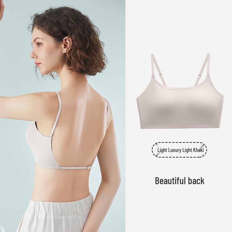 Dámská bezešvá tílka z ledového hedvábí v japonském stylu s prsními vycpávkami - U-střih, bez zad