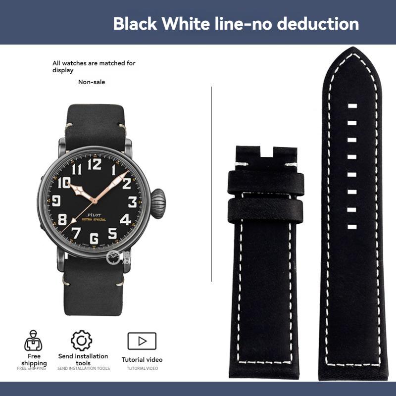

23mm vintage matte leather watch strap, suitable for Zenith bronze large pilot leather watch strap, pilot comfortable men s watc 23mm