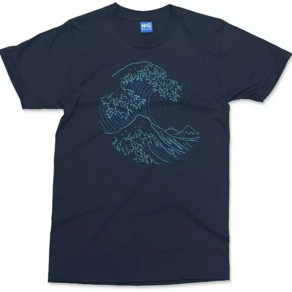 100% cotton TOPS UNISEX TEES MENS WOMENS Japanese Wave Art T-shirt The Great Kanagawa Modern Japan Painting - Unisex Tee