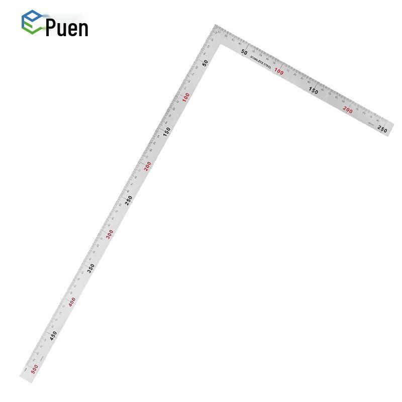 90° Stainless Steel Right Angle and Corner Detection Ruler, 250x500mm