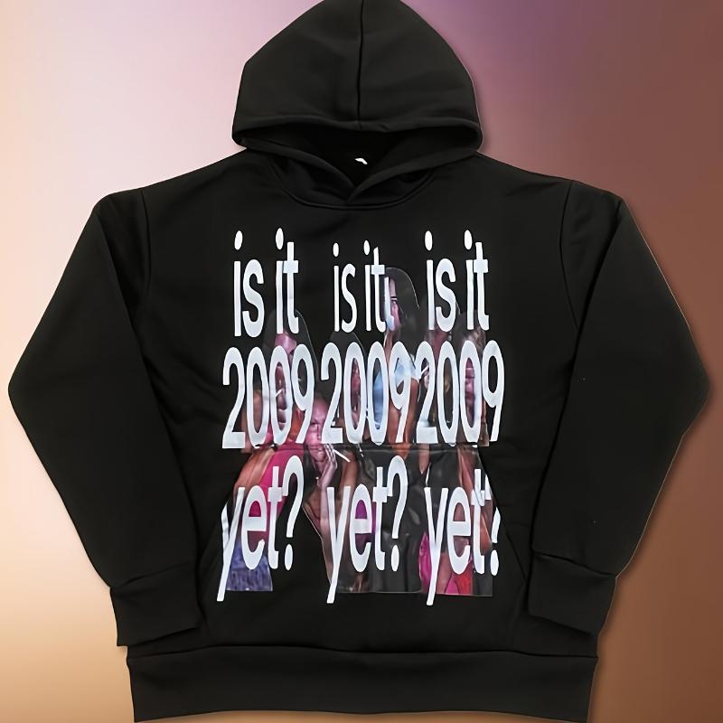 

Y2K Ретро Готичний Осінній Худі з Принтом Літер, Модний Вільний Повсякденний XL чорний