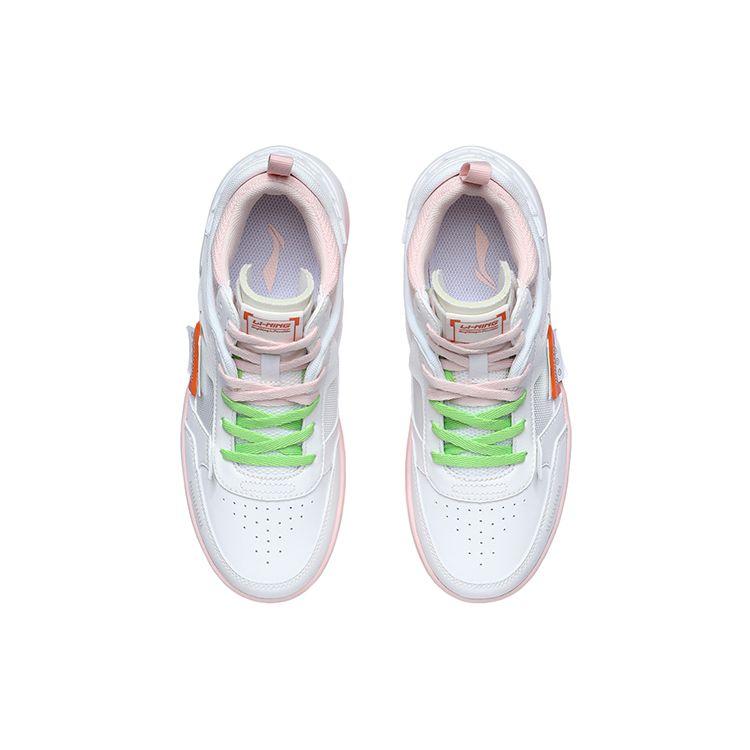 Li Ning CF New Series Classic Casual Non-Slip Lightweight Mid-Top Skate Shoes Women Sneakers White Pink AGCR112-1