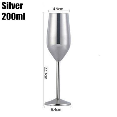 200ml 304 Stainless Steel Goblet  Beer Cup Juice Drink Goblet Shatterproof Party  Barware Large-Capacity Goblet Bar Metal Mug 1pcs