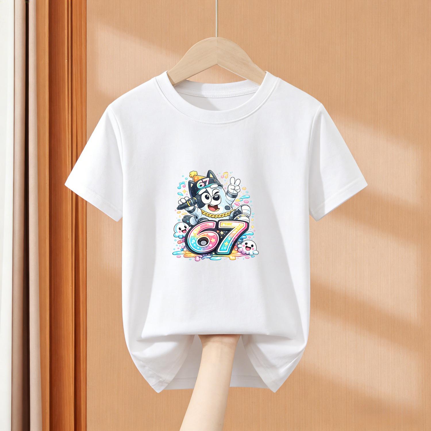 

Bluey Funny Six Seven Italian Brainrot 67 Kids T Shirt Loose Comfortable Short Sleeve Graphic Print Top for Boy and Girl 100