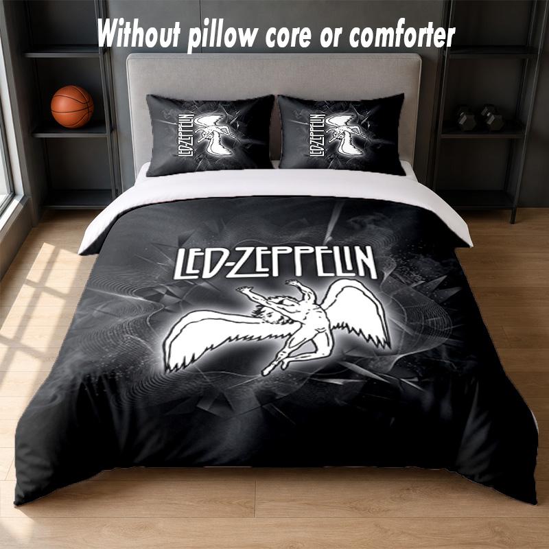Set Biancheria da Letto Design Led Zeppelin 1 Copripiumino + 2 Federe Morbido Traspirante Biancheria da Letto per la Casa