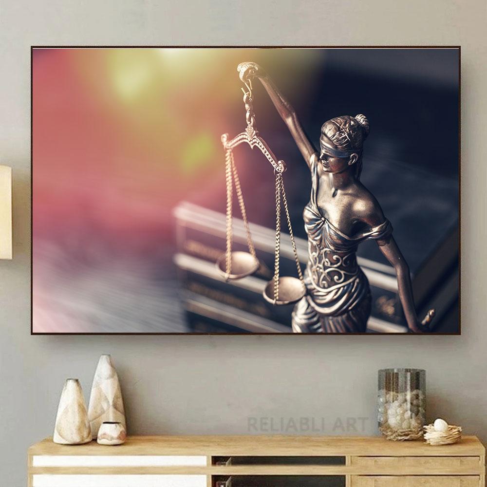 Vintage Lady Justice Canvas Prints Balance Scales HD Pictures Canvas Painting Posters Wall Art Lawyer Office Decor Lawyer Gift