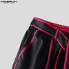 INCERUN Men Elastic Waist Hit Color Belt Casual Thin Harem Pants with Pockets