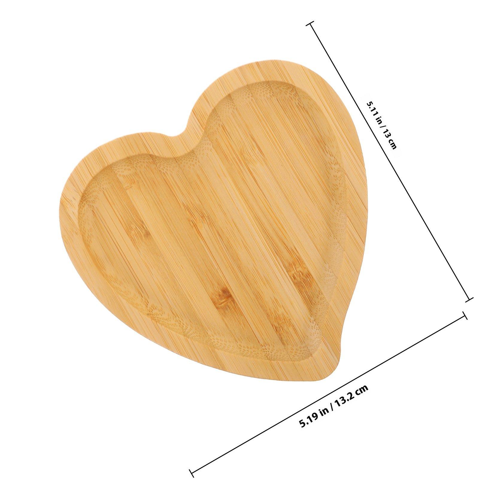 2 pcs Bamboo Wooden Tray Heart Shaped Serving Platter Wood Food Tray For Fruit Dessert Salad Cake Side Dish Tabletop хаки