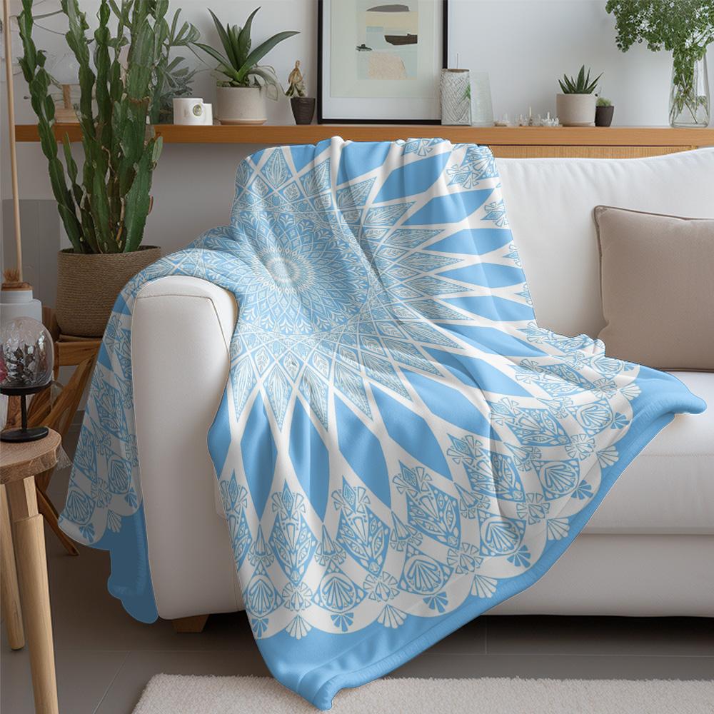 Boho Blue Paisley Pattern Throw Blanket Soft Fleece Bed Sofa Cover Decorative Throw Blanket for Couch Gift