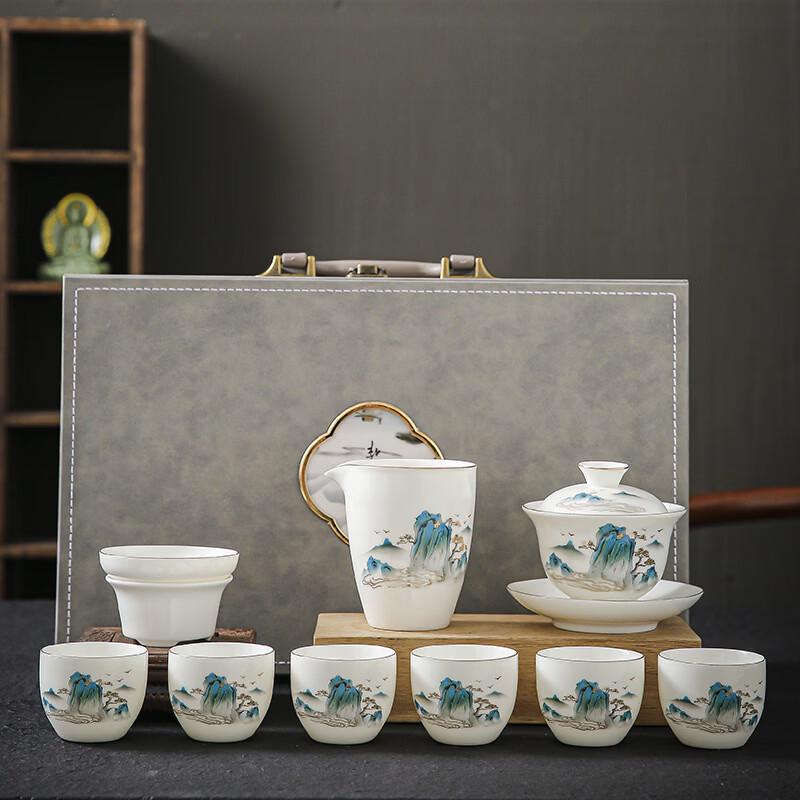 Handun Mutton-Fat Jade White Porcelain Gongfu Tea Set Gift