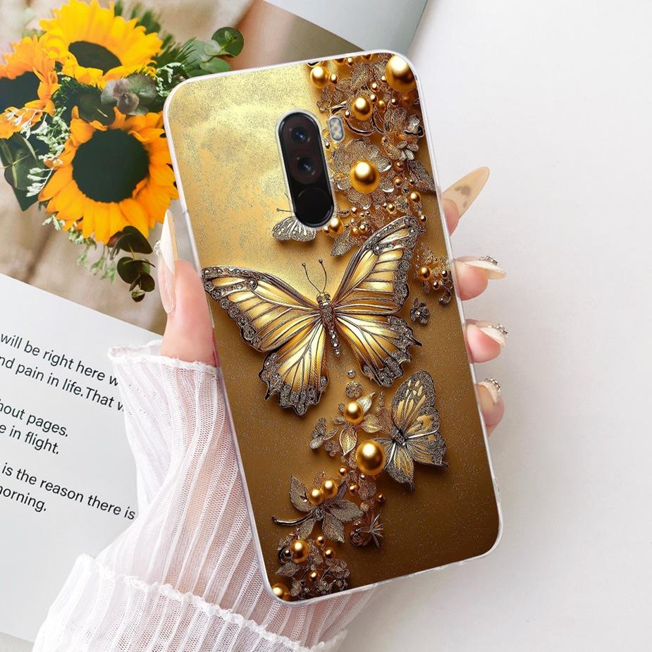 Para Xiaomi Pocophone F1 Funda Lujo Lazo Flores Pintadas Cubierta 6.18'' Suave TPU Funda para Teléfono Para Xiaomi Poco F1 PocoF1 Fundas Bumper