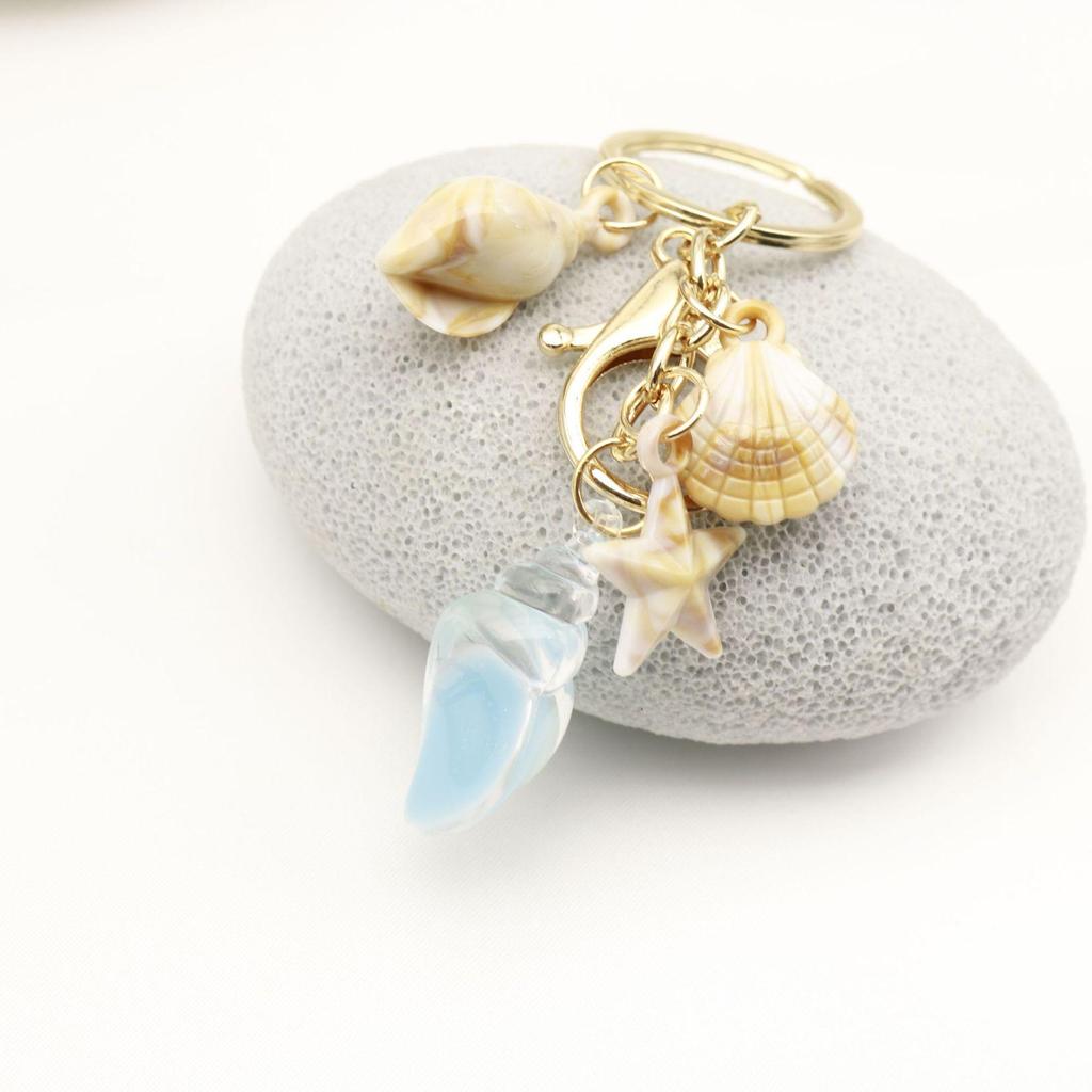 Seaside Shell & Starfish Keychain Pendant