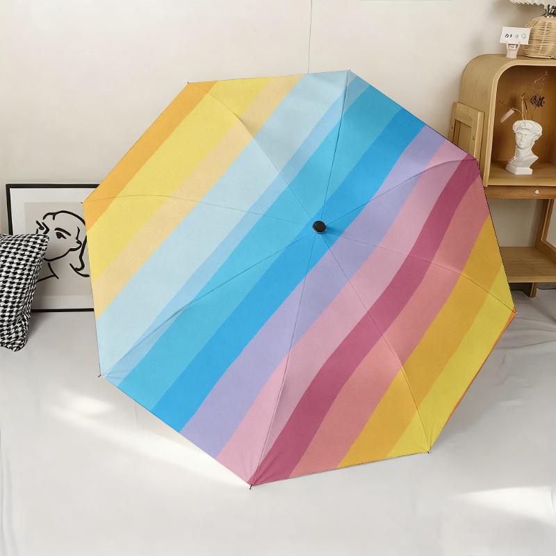 

1pc Rainbow Foldable Umbrella | Colorful Striped Pattern, Lightweight and Portable, Ideal for Festive Gifts, Travel, or Casual (as the picture,Iron&8K)