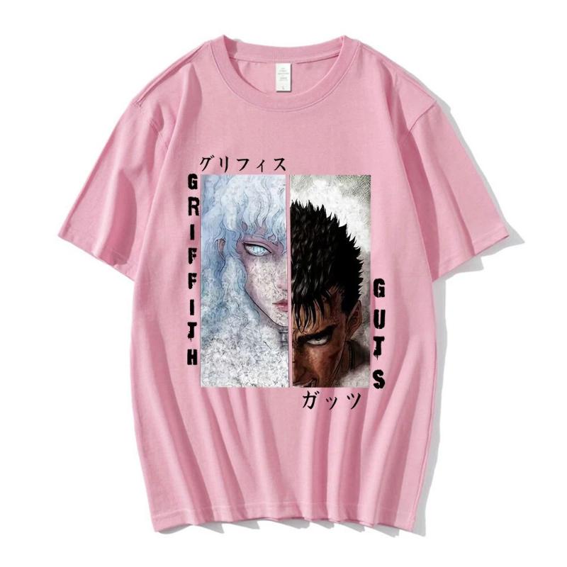 Anime Berserk Guts Griffith Print T Shirt Funny Manga T-Shirt Clothes Hip Hop Vintage Men Women Harajuku Oversized T-Shirts W22Q