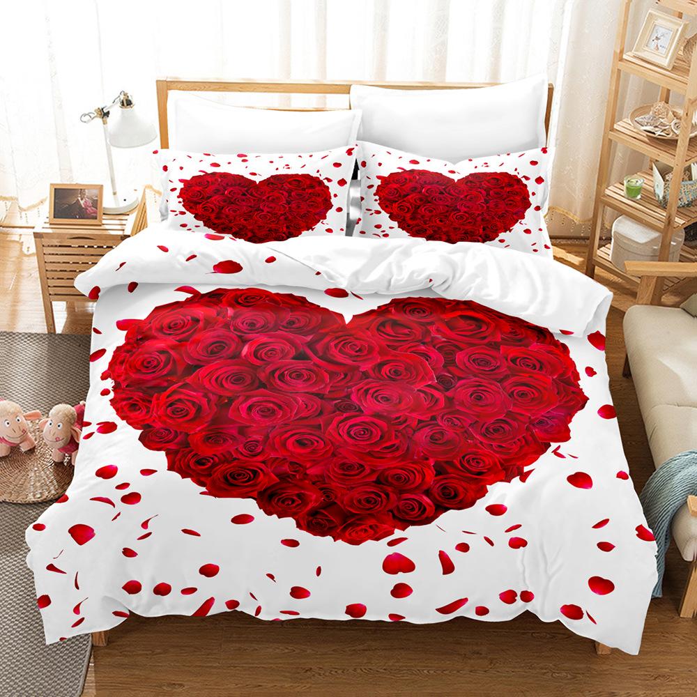 

Love Printing Three-Piece Set Two-Piece Set 3D Digital Quilt Cover Pillowcase Bedding quilt cover 90 * 190 pillowcase 50 * 75 * 1