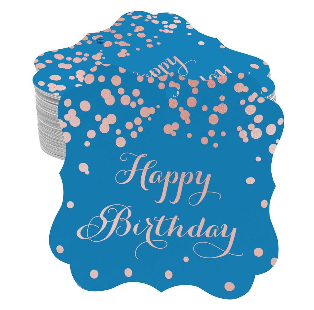 Inkdotpot Real Gold Foil Bracket Shape Paper Hang Tags Happy Birthday Favor Tags Pack Of