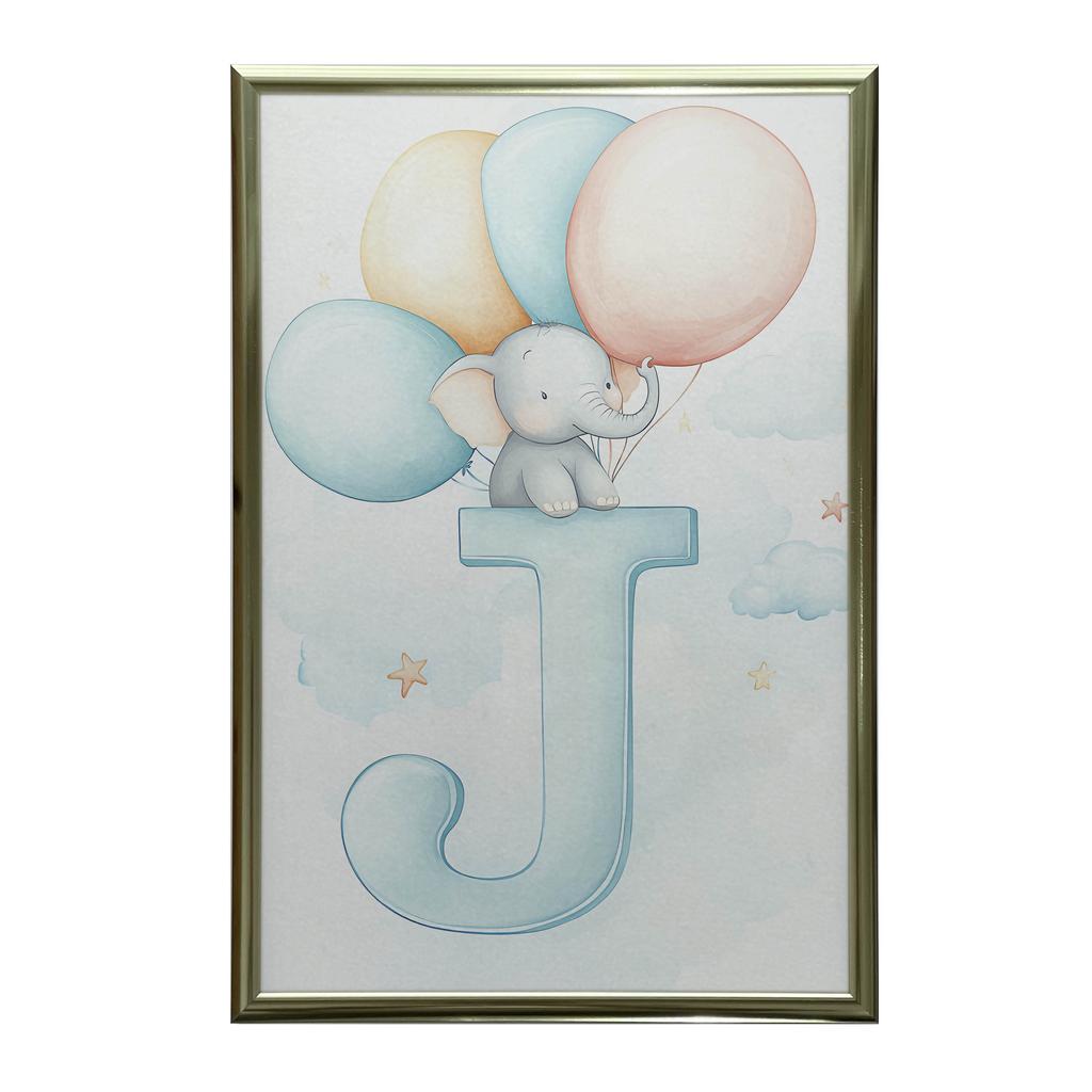 Plakat Słodki Słoń Na Literze J Plakat Słodki Słoń Na Literze J, 30X40 Cm, Bez Ramy, Papier Matowy 230 Gsm