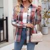 Modische, weit karierte Hemdjacke für Damen mit langen Ärmeln und losen Knöpfen