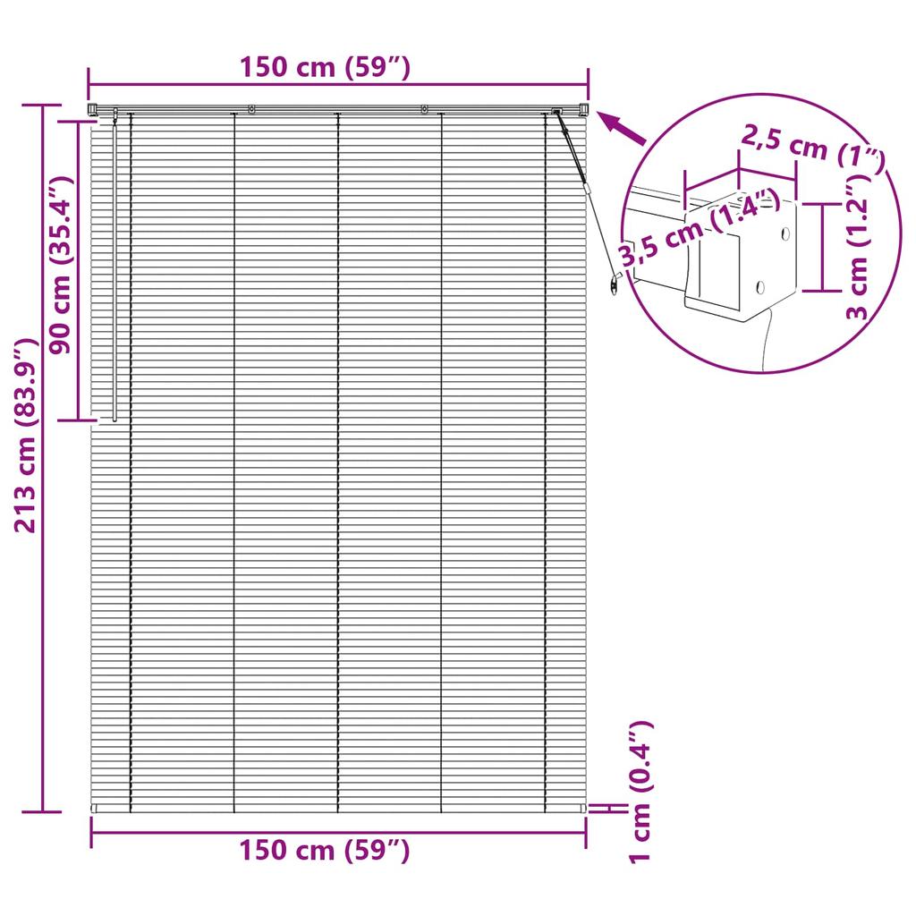 Venetian Blind Light Brown with Pattern 213 x 150 cm 25 mm PVC