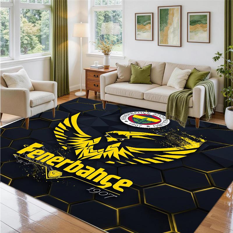 Fenerbahçe FC Design Crystal Velvet Rug Soft Decorative Mat for Bedroom Entrance
