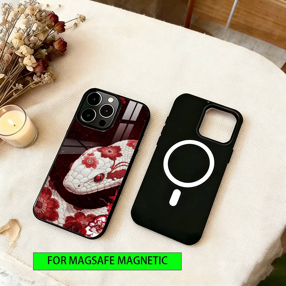 

Serpent Phone Case For iPhone17,16,15,14,13,12,11 Plus,Pro Magnetic For Magsafe Wireless Charging iPhone13Pro