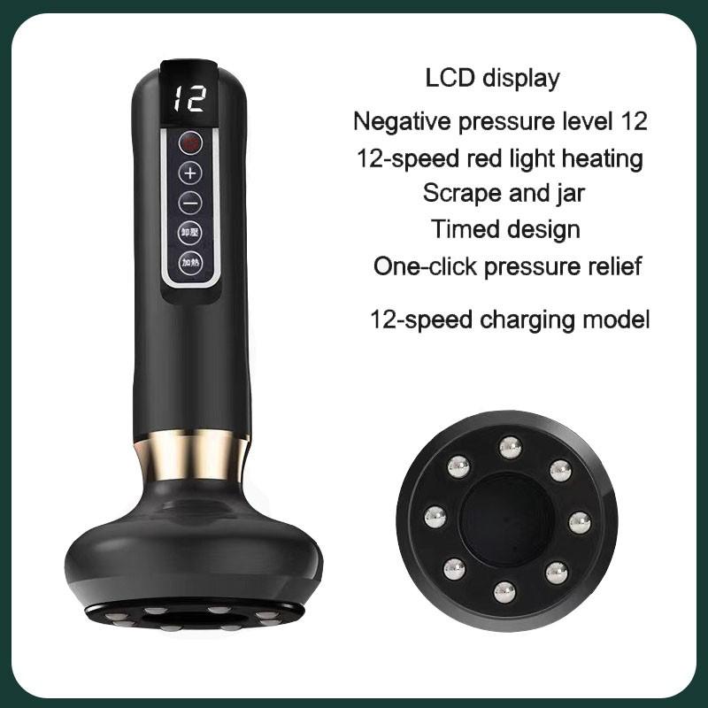 Rechargeable Electric Gua Sha Massager with Heating Vacuum Cupping ABS 304 Stainless Steel