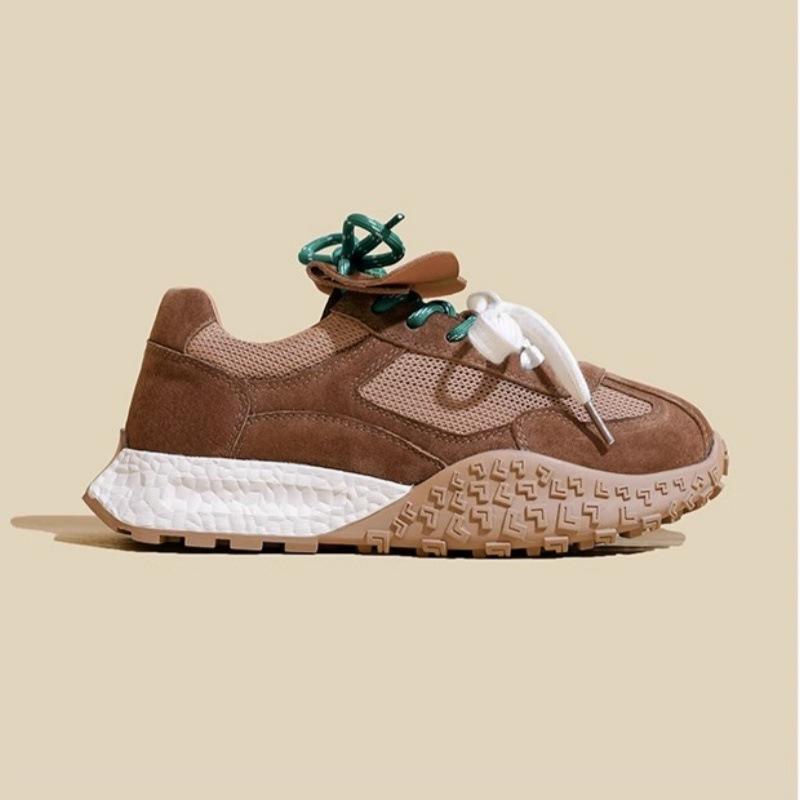 Retro Platform German Training Shoes Women's 2025 Spring New Versatile Inner Height Increase Lace-up Soft Leather Casual Sports Forrest Gump Shoes