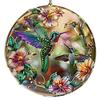 Portable Acrylic Hummingbird Hanging Suncatcher Flat Round Window Pendant Ornament Colorful Garland Decoration Window