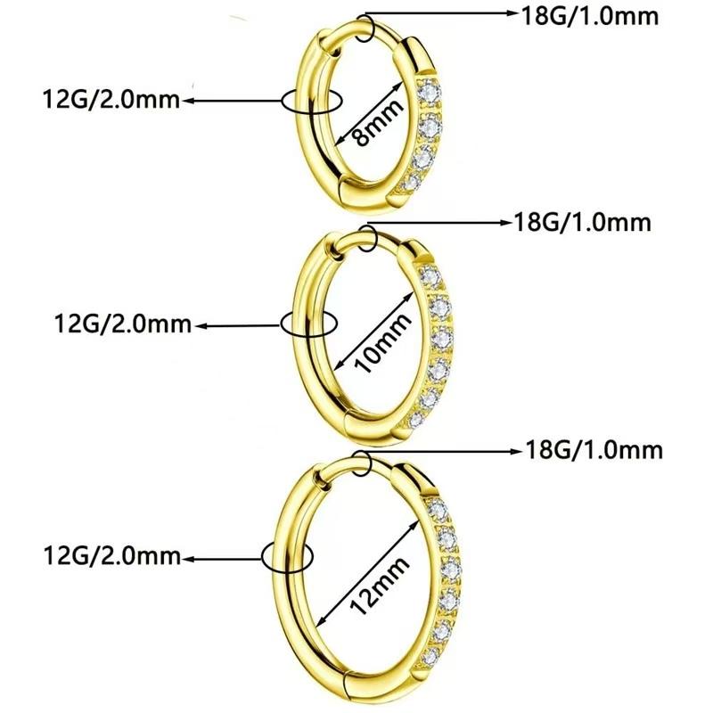 1 Stück Titanstahl eingelegt mit Zirkon Winzige Knorpel-Ohrringe Piercing-Schmuck Trendige Damen Creolen