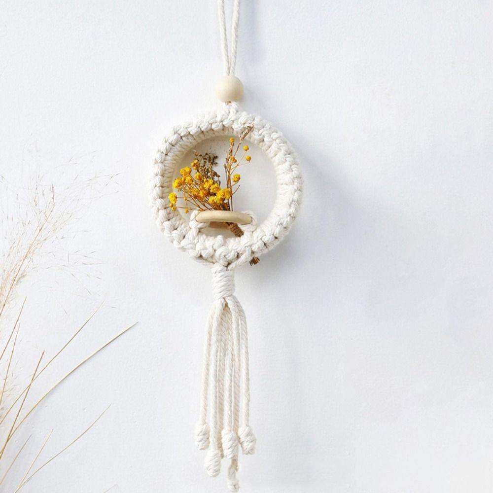 Boho Style Cotton Rope Flower Basket Flowerpot Pocket Simulated Flower Pot  Yard
