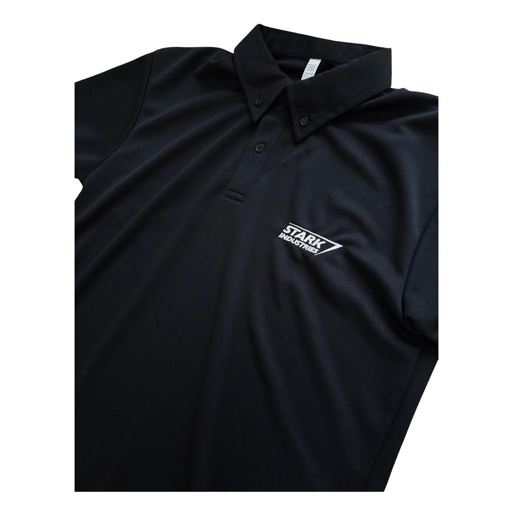 Small Planet Marvel Iron Man Button-Down Polo Shirt with Stark Industries Logo, Size M